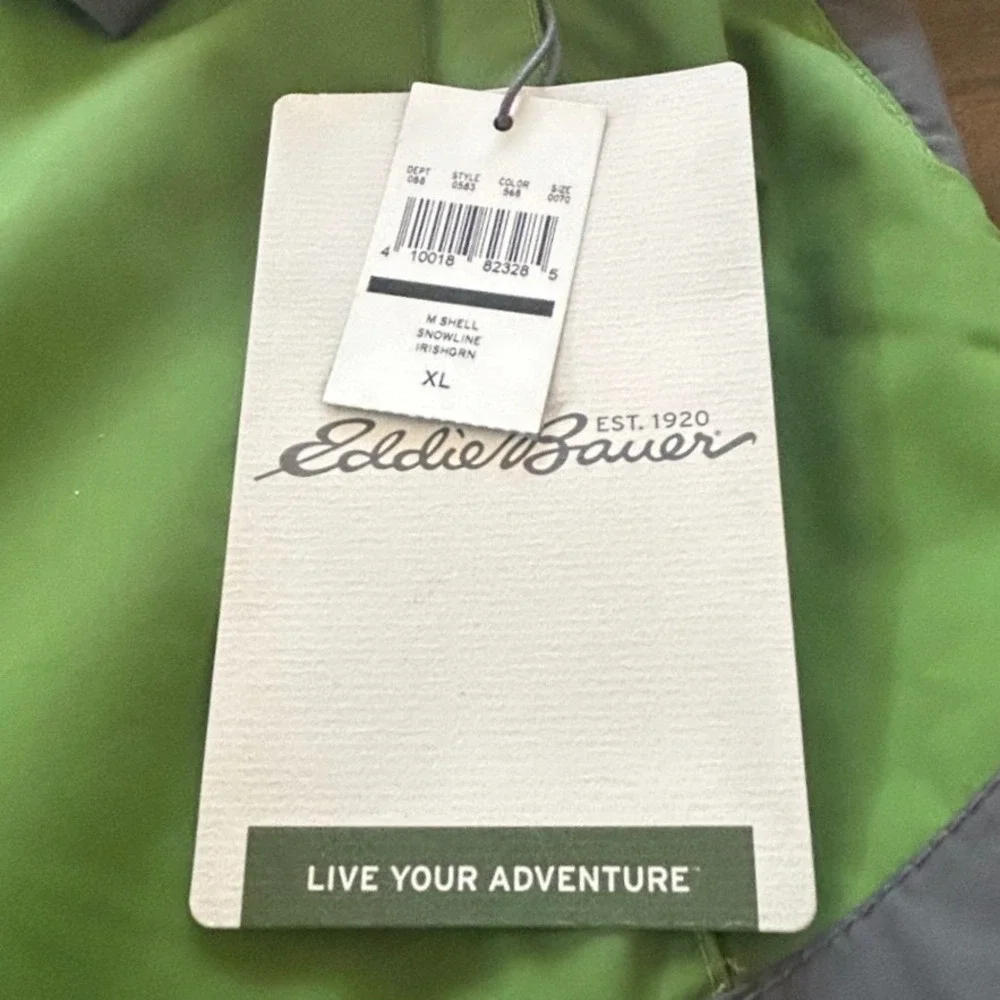 Eddie Bauer Snowline Shell Jacket Mens XL Green NWT Waterproof WeatherEdge Plus